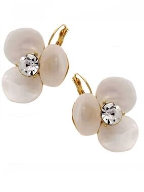 KATE SPADE NEW YORK ♠️ OVERSIZED CREAM DROP & DANGLE DISCO PANSY EARRINGS
